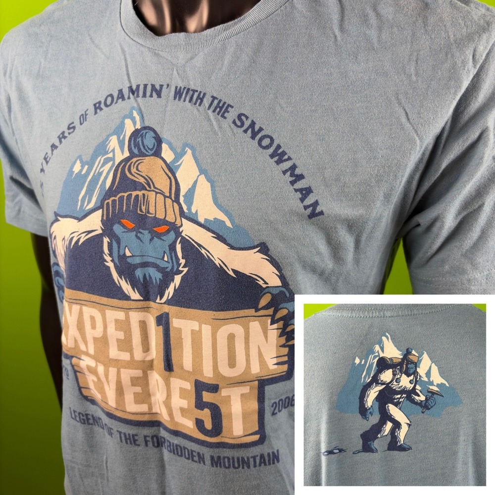 Disney Expedition Everest T-Shirt Mens L 15-Years Yeti Graphic Double-sided Tee